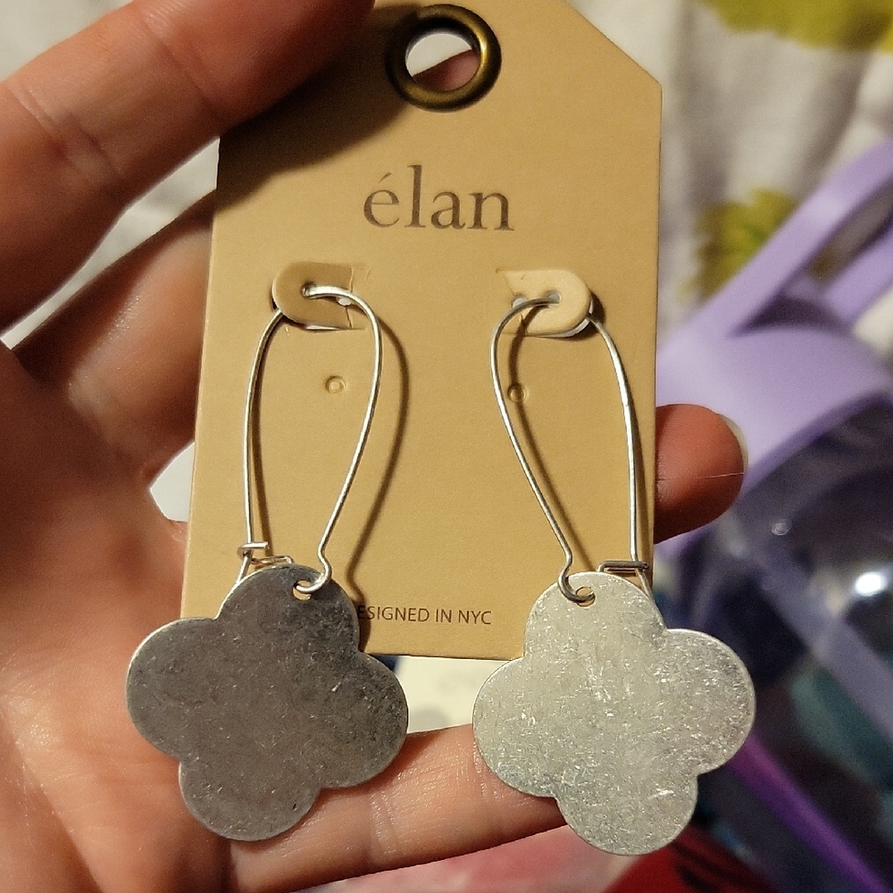 Silver Tone Brass Flower Dangle Earrings • Pierced Floral Statement Jewelry